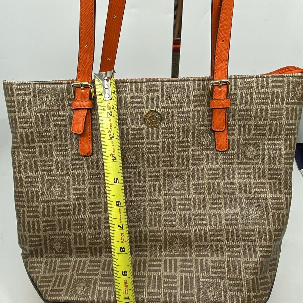 Ann Klein Tan/Orange Large Shopping Tote - Picture 5 of 10